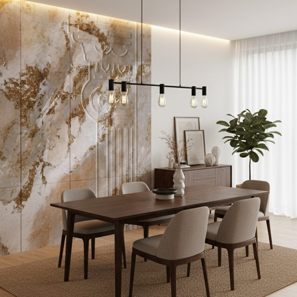 Marble & Gold Wall Panel in Coimbatore